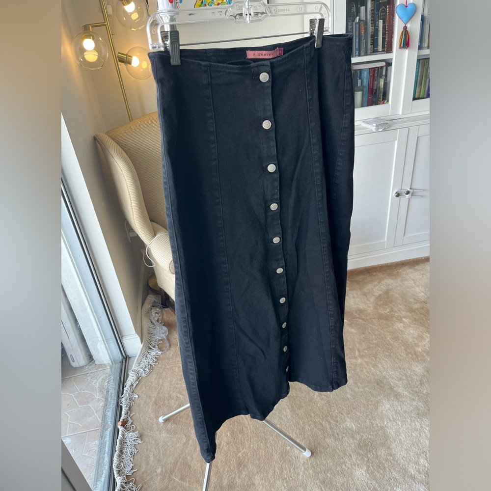 PASHMINA long denim stretchy black skirt size Medium